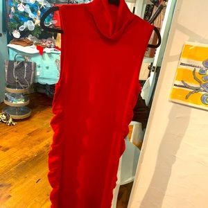 Red cocktail party dress.